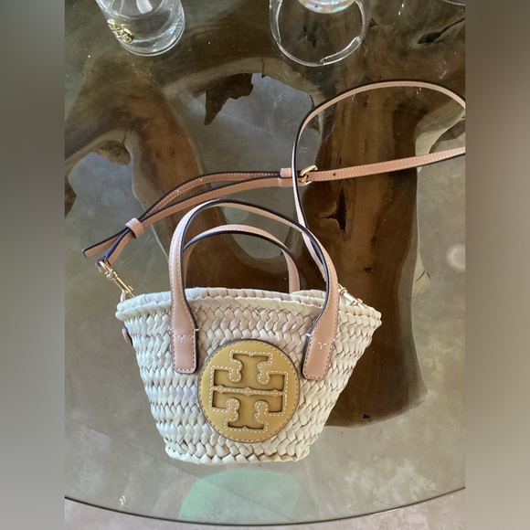 NWOT Tory Burch Ella mini Straw Crossbody Bag - Picture 1 of 6